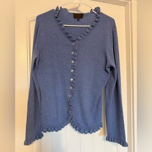 Pure Collection - Cashmere Ruffle Cardigan - US size 12 Blue